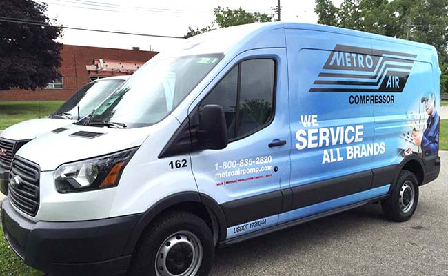 A gradient wrap for a service van