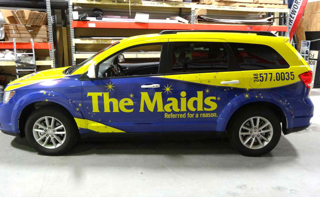 A fleet car wrap for a popular cleaning company